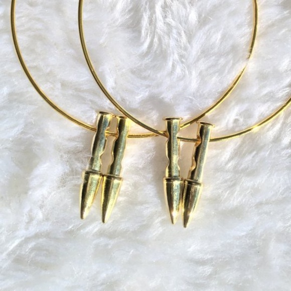 NEW Handmade Gold-Toned Statement Bullet Hoops CCO - Picture 2 of 2
